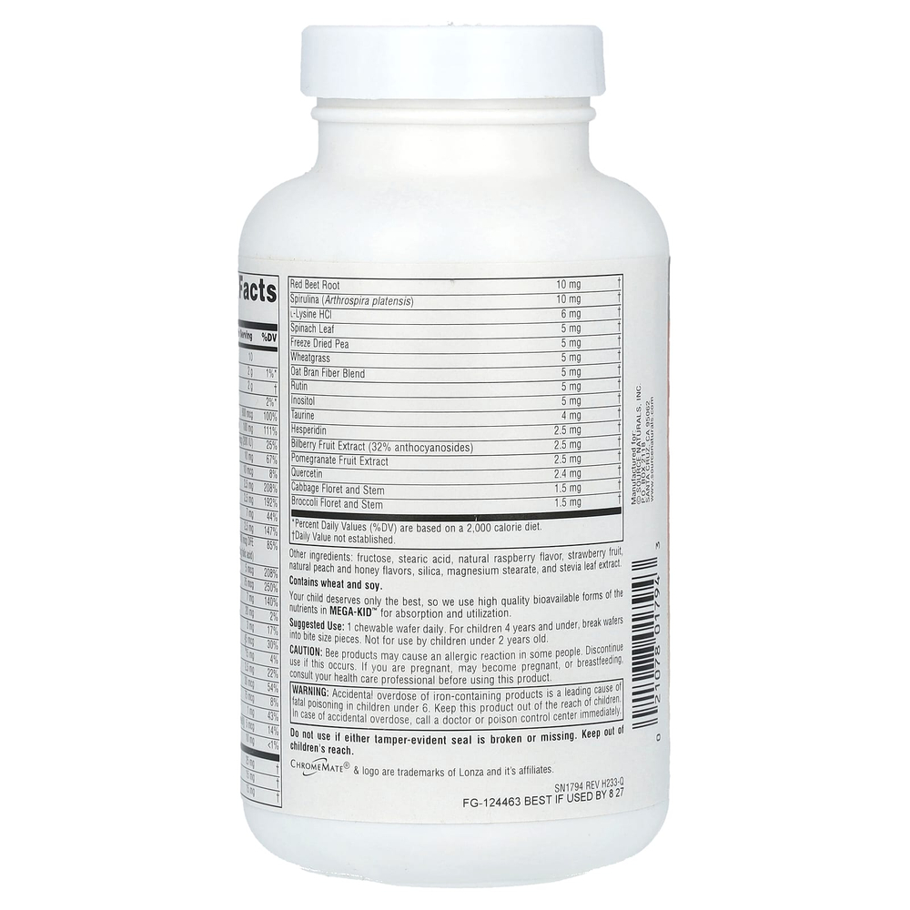 Source Naturals, Mega-Kid, жевательные мультивитамины, для детей от 2 до 10 лет, вкус натуральных ягод, 60 жевательных таблеток
