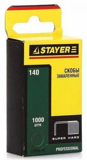 Скобы STAYER PROFI закаленные, тип 140, зеленые, 1000шт