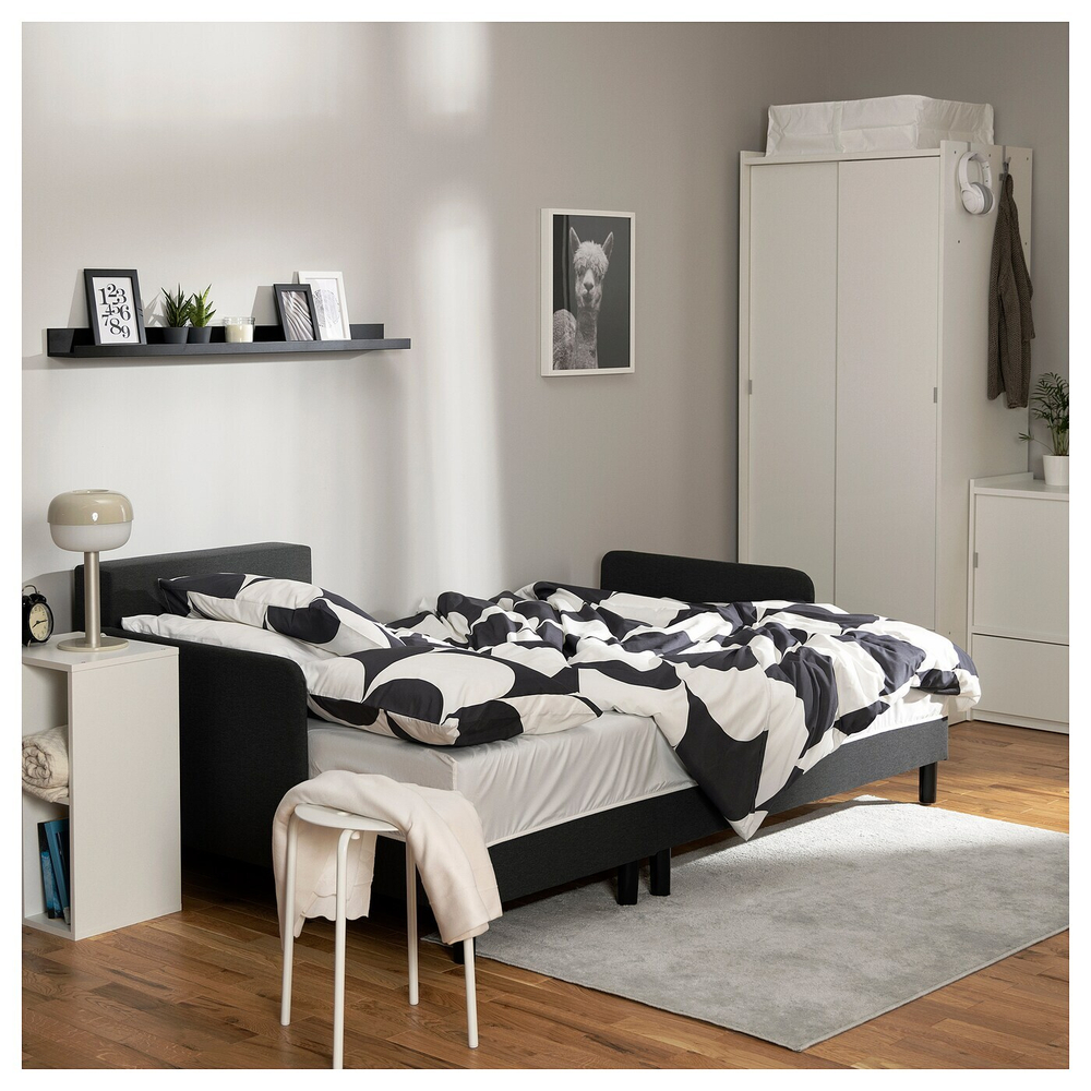 IKEA BRUKSVARA  (ИКЕА БРУКСВАРА)  -  Пододеяльник и 2 наволочки, антрацит/белый, 200x200/50x60 см