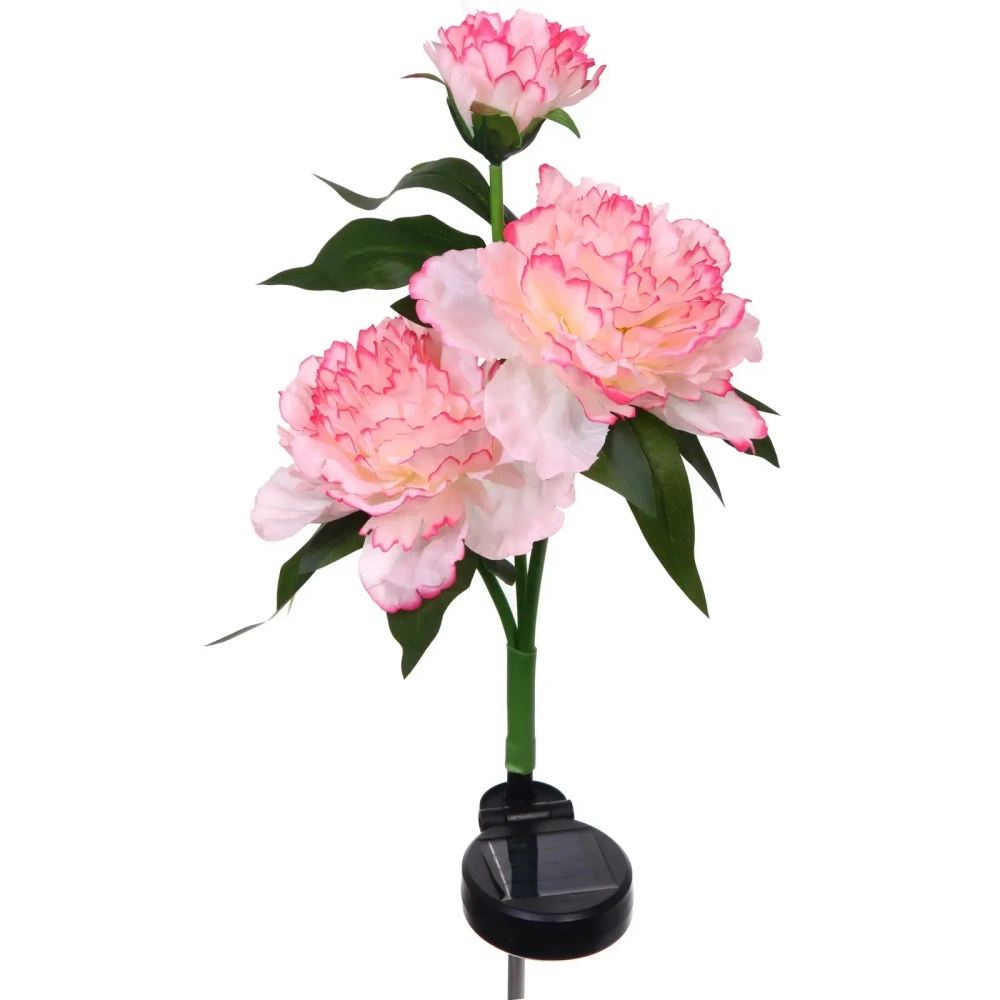 Светильник на солн.батарее (фигура на спице с подсветкой) «Великолепная роза» 73 см, Розовый (свечение белое)