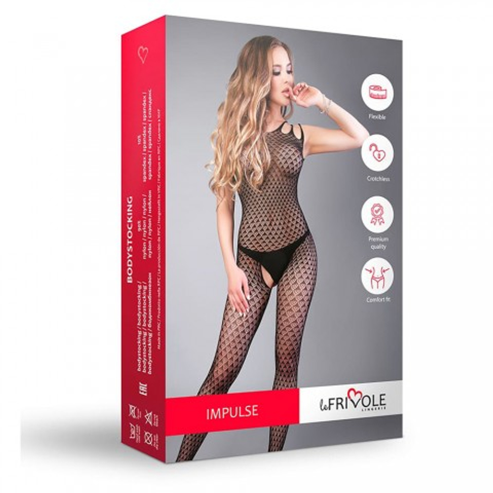 Боди-комбинезон черный мелкий рисунок (Impulse) (S-L)