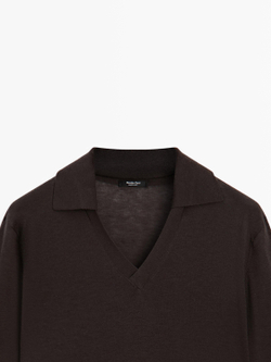 Massimo Dutti Свитер оверсайз из смесовой шерсти и шелка, коричневый