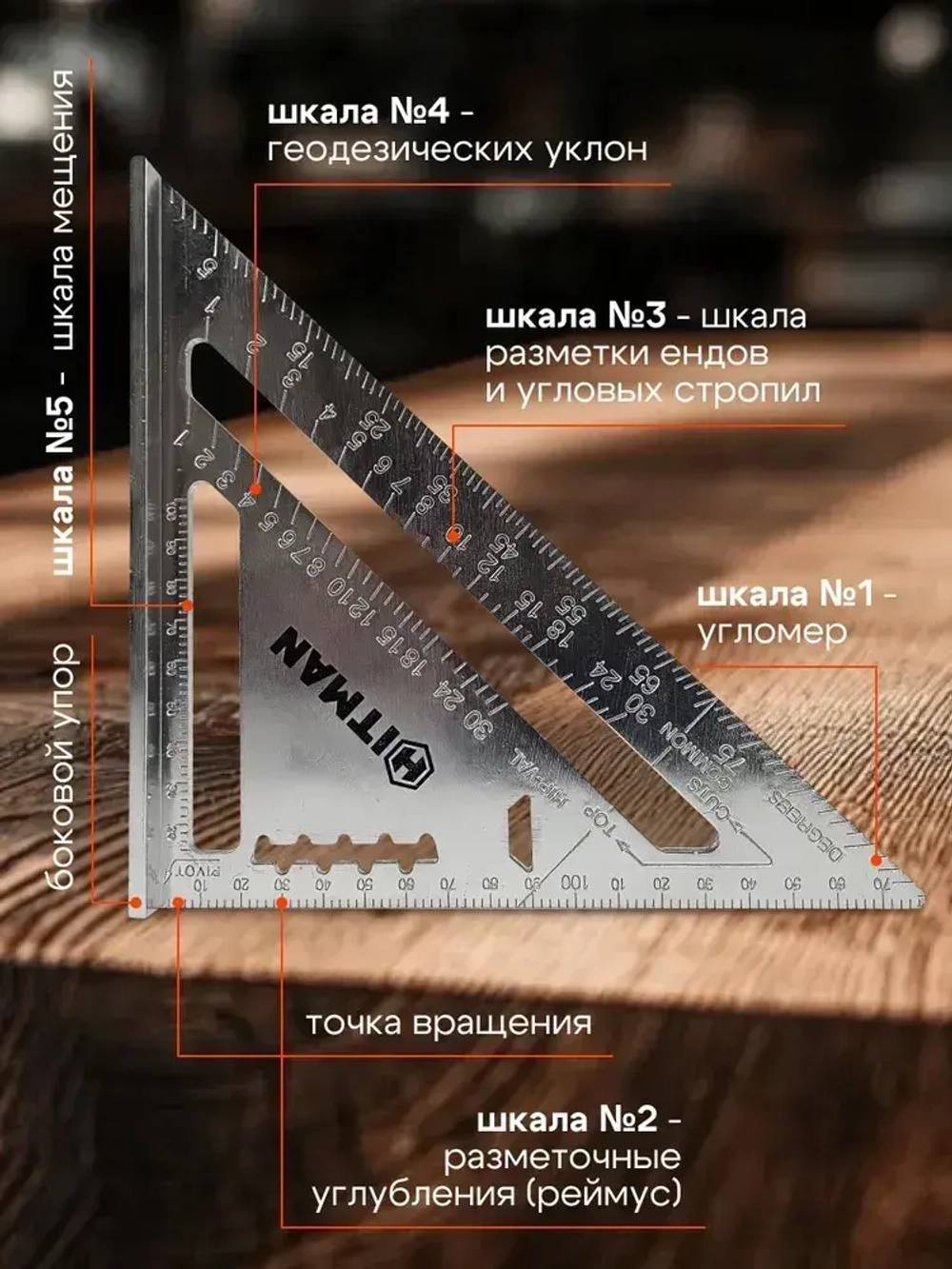 Линейка/угольник Угольник Свенсона 260мм х 180мм, Алюминий