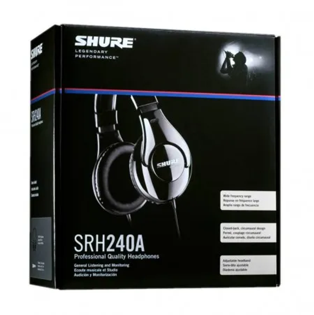 Shure SRH240A-BK-EFS (черный) профессиональные наушники закрытого типа, адаптер 6,3 мм в комплекте