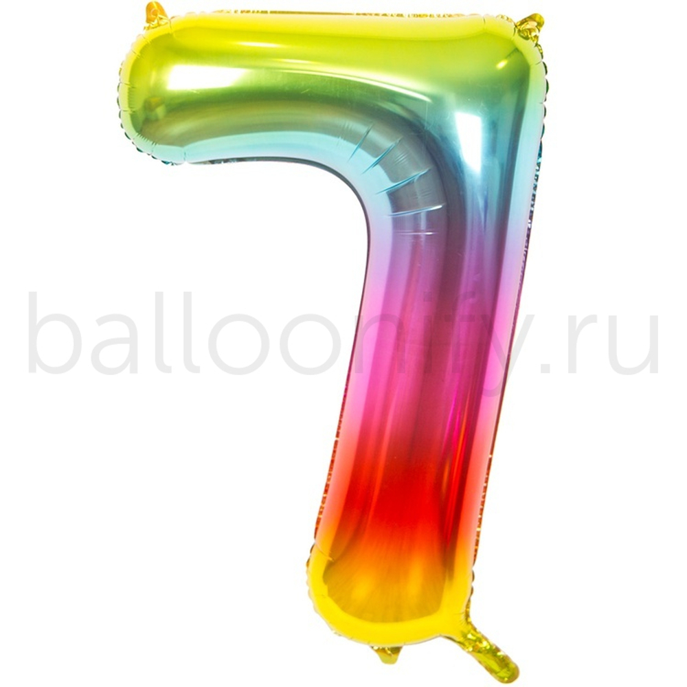 Шар ЦИФРА 7 Радуга металлик 40" 102 см