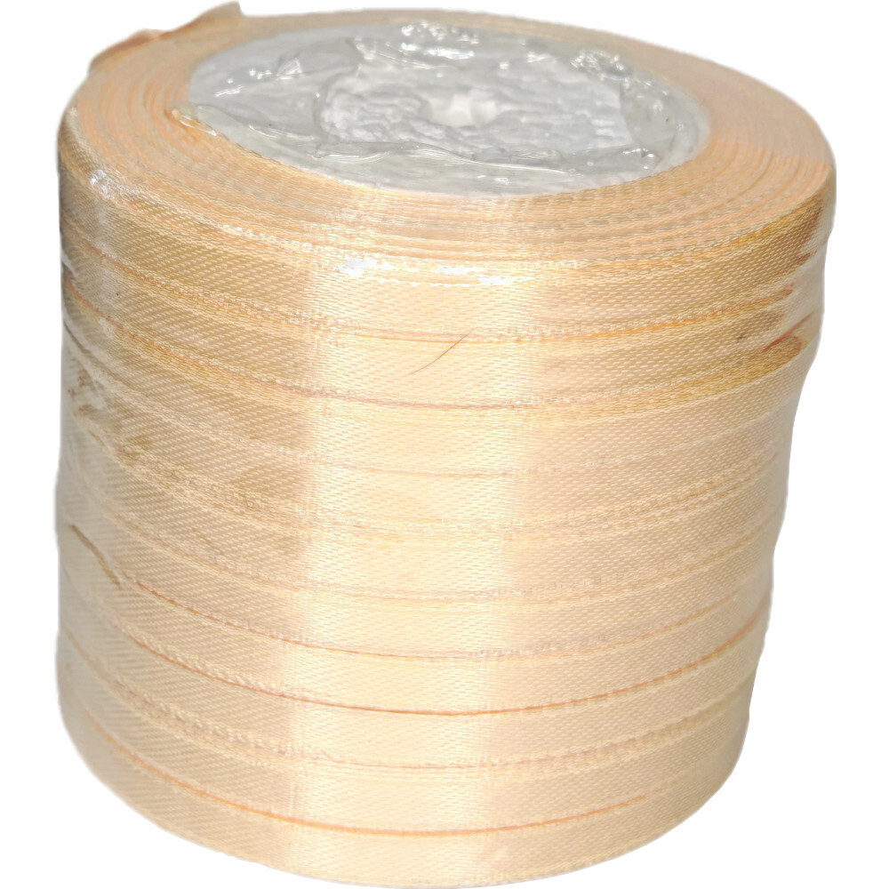 Лента упаковочная атласная 6мм, 22 м св. кремовый (10шт/уп)