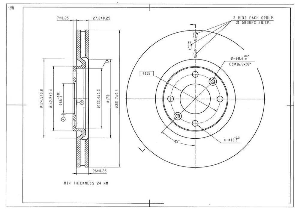 Диск тормозной передний AVANTECH BR3042S