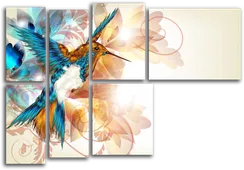 Модульная картина "Колибри абстракция"