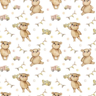 Акварельные мишки и игрушки