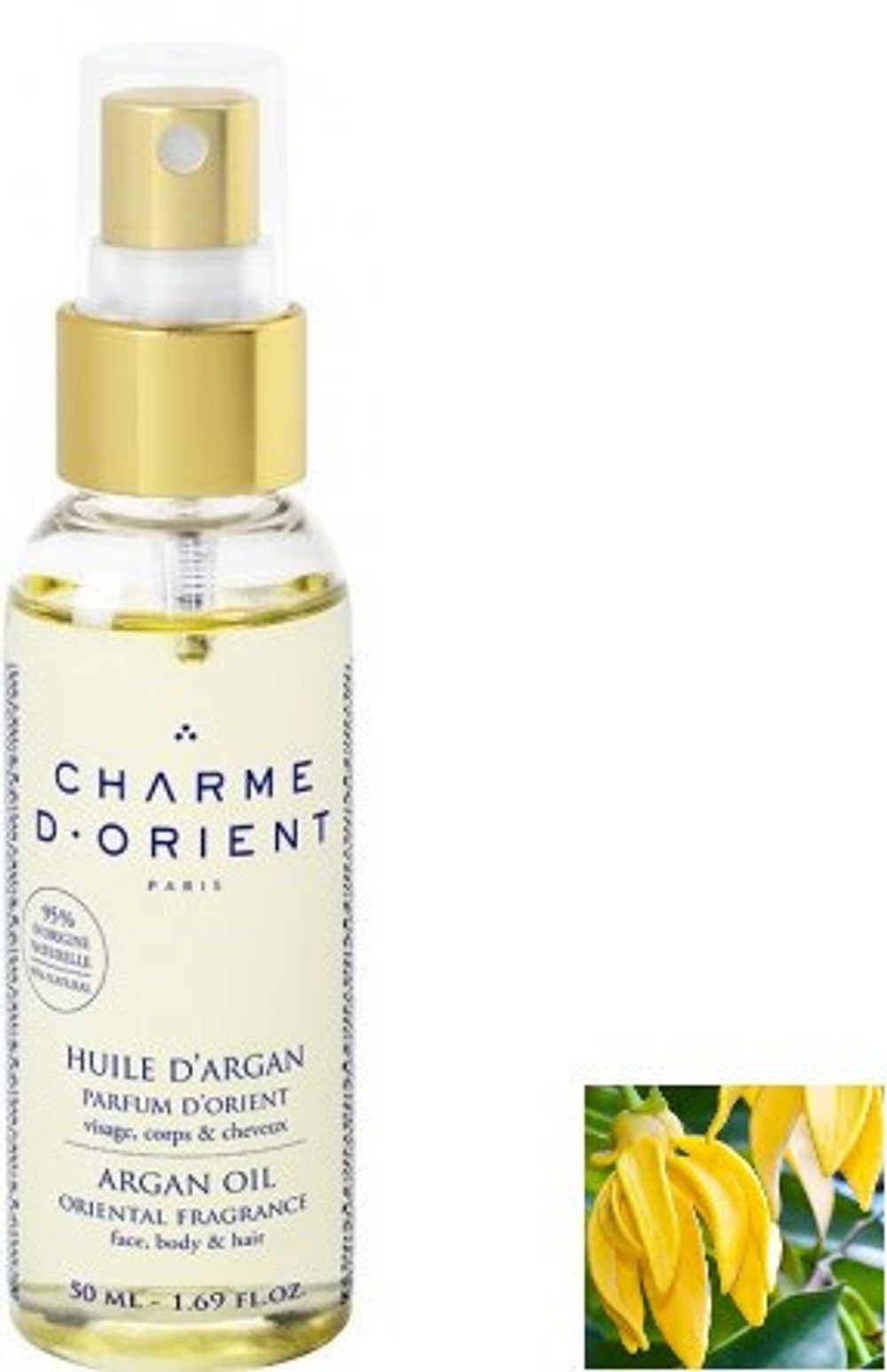 CHARME D'ORIENT Масло для лица, тела, волос с ароматом иланг-иланга Huile de massage parfum Ylang-Ylang (Шарм ди Ориент) 50 мл