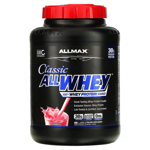 ALLMAX, CLASSIC ALLWHEY®, 100% источник сывороточного протеина, клубничный вкус, 2,27 кг (5 фунтов)