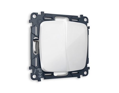 MO103030 Комплект механизма 2-клавишного перекрестного выключателя 10A-250V OMEGA Белый глянец QUANT (OP1030, VM125)