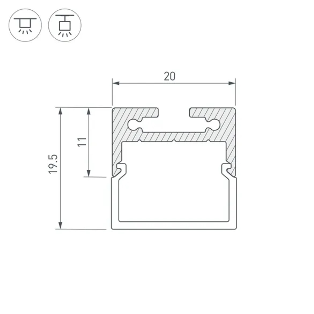 Профиль с экраном SL-LINE-2011M-2500 ANOD+OPAL SQUARE (Arlight, Алюминий) 025870