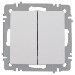 Выключатель Intro Accent 6-104-01 двойной, 10А-250В, IP20, СУ, AL/CU, белый | Intro