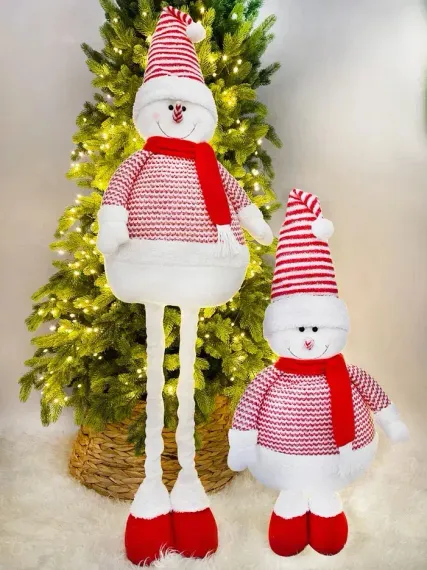 Игрушка Снеговик телескопический 80-130 см., красный, Christmas DeLuxe (89313)