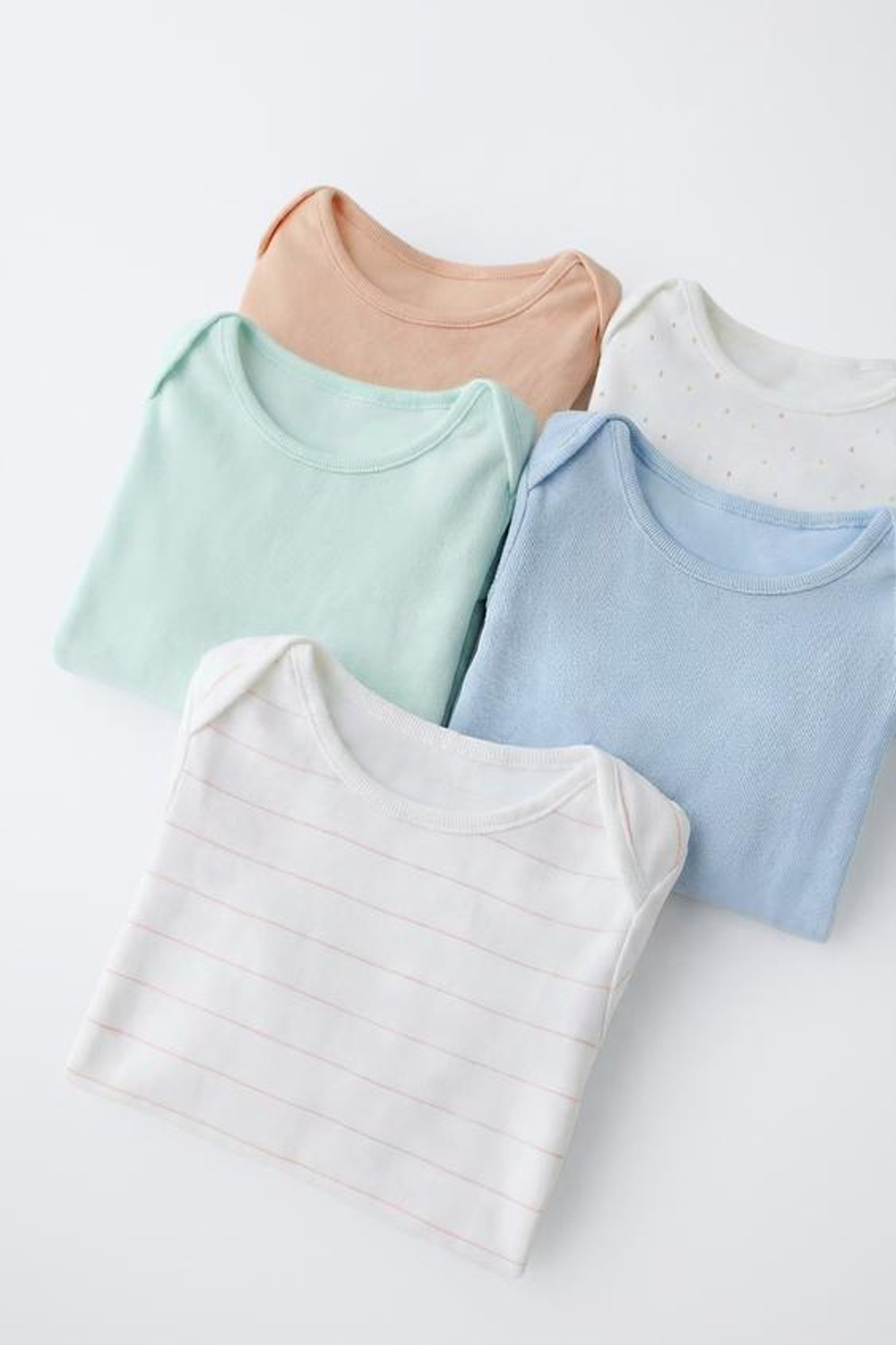 ZARA НАБОР ИЗ ПЯТИ БОДИ С КАПЛЯМИ И ПОЛОСКАМИ, РАЗНОЦВЕТНЫЙ