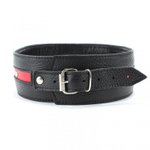 Черно-красный кожаный ошейник увеличенного размера (Цвет: черный с красным)