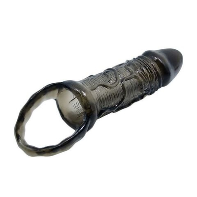 Фаллическая насадка на пенис с подхватом мошонки - 15 см. (Цвет: дымчатый)