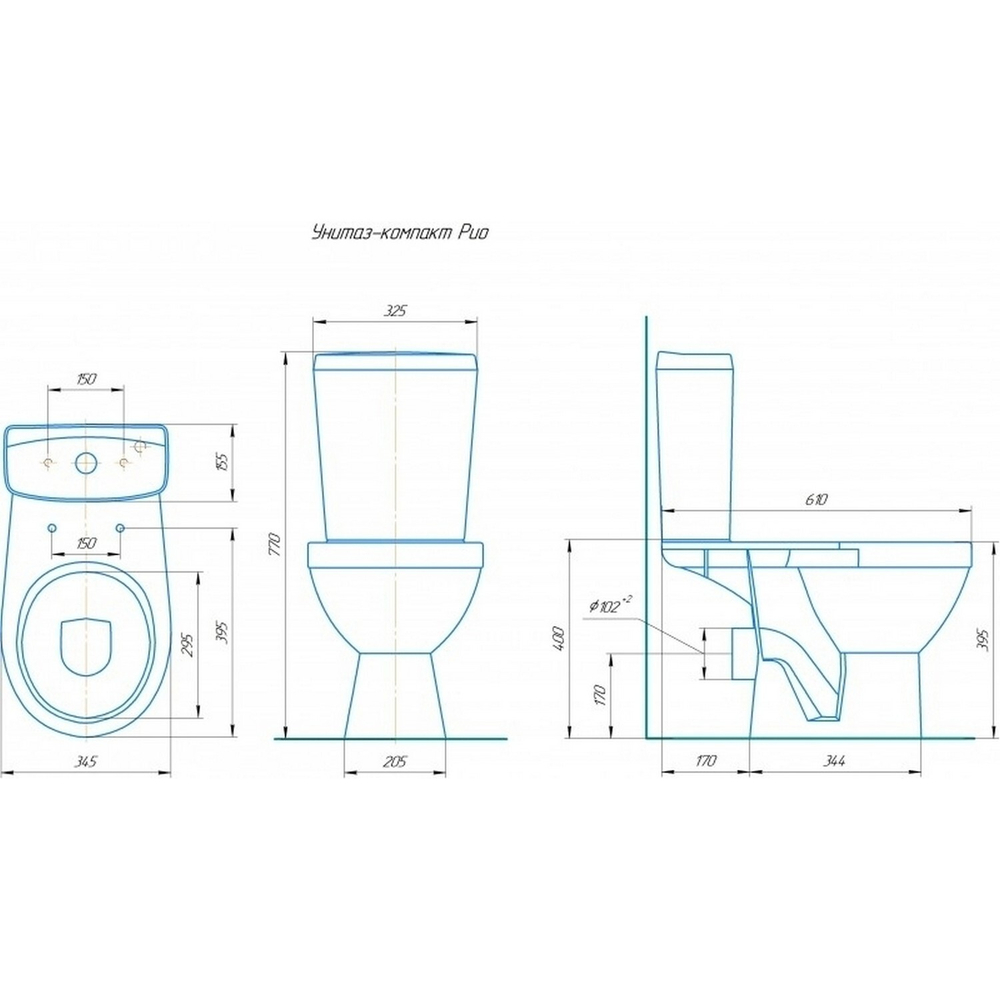 Унитаз-компакт "Рио" зеленый (гориз, нижн, сид. полип., 2-кн.арм.) (Rosa)