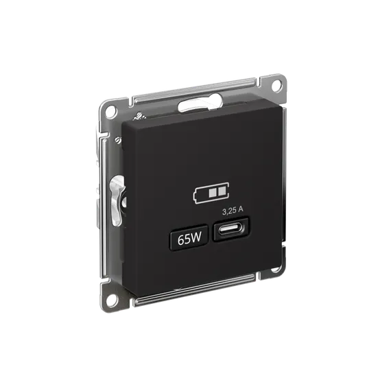 Розетка USB AtlasDesign тип C 65Вт QC PD высокоскор. ЗУ механизм карбон SE ATN001027
