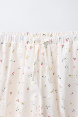 ZARA БРЮКИ-АЛАДДИНЫ SCHIFFLY С КРУЖЕВОМ, ЭКРЮ