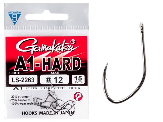 Крючки Gamakatsu A1 LS-2263 EYED HOOKS BLACK  разм. 12 15шт.