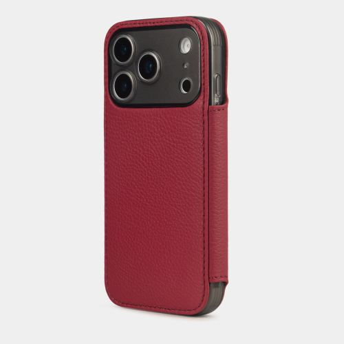 Чехол-книжка для iPhone 17 Pro - кожа теленка, красный