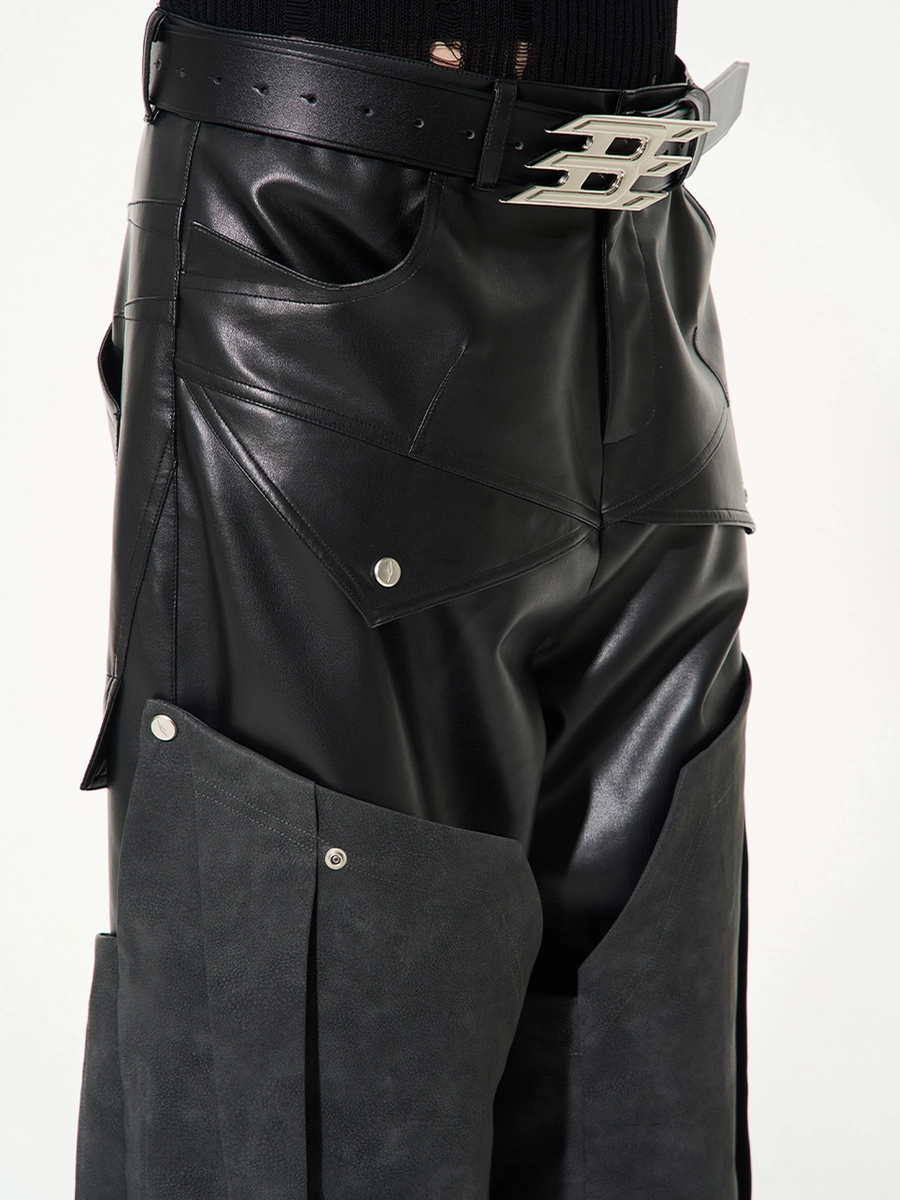 Брюки BLIND "Two-Layered" Deconstructed Leather Pants