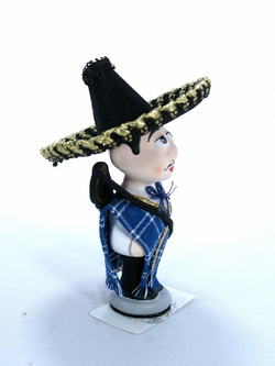 Кукла потешка Мексиканец. Игрушка фарфоровая ручной работы