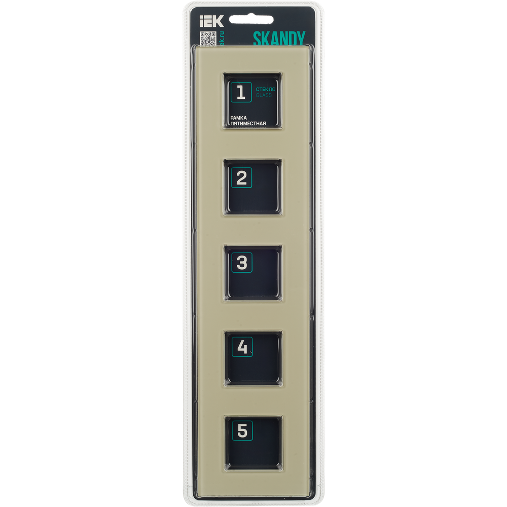 SKANDY Рамка 5-местная SK-F25B стекло беж. IEK