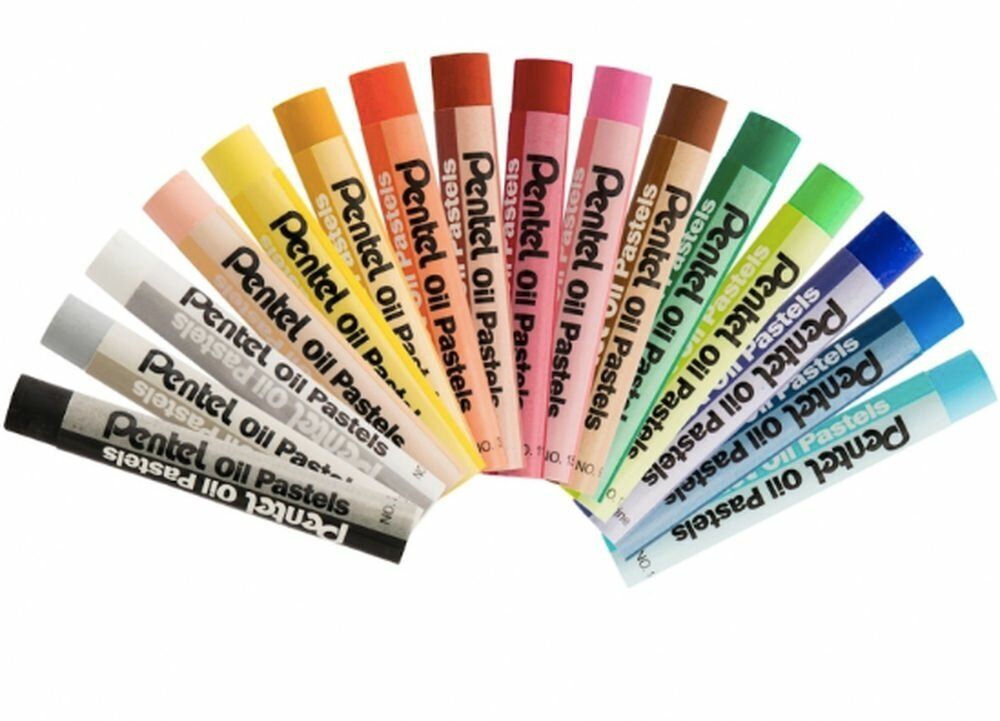 Пастель масляная художественная PENTEL "Oil Pastels", 16 цветов, круглое сечение, картонная упаковка, PHN4-16