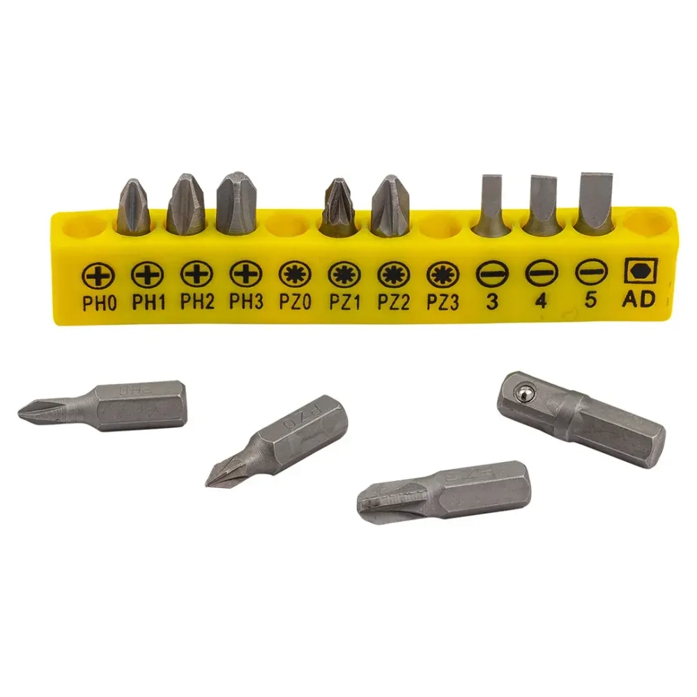 Набор бит 12пр.25мм, 1/4,PX-0,1,2,3. PZ-0,1,2,3. SL-3,4,5. AD WMC TOOLS WMC-21010B