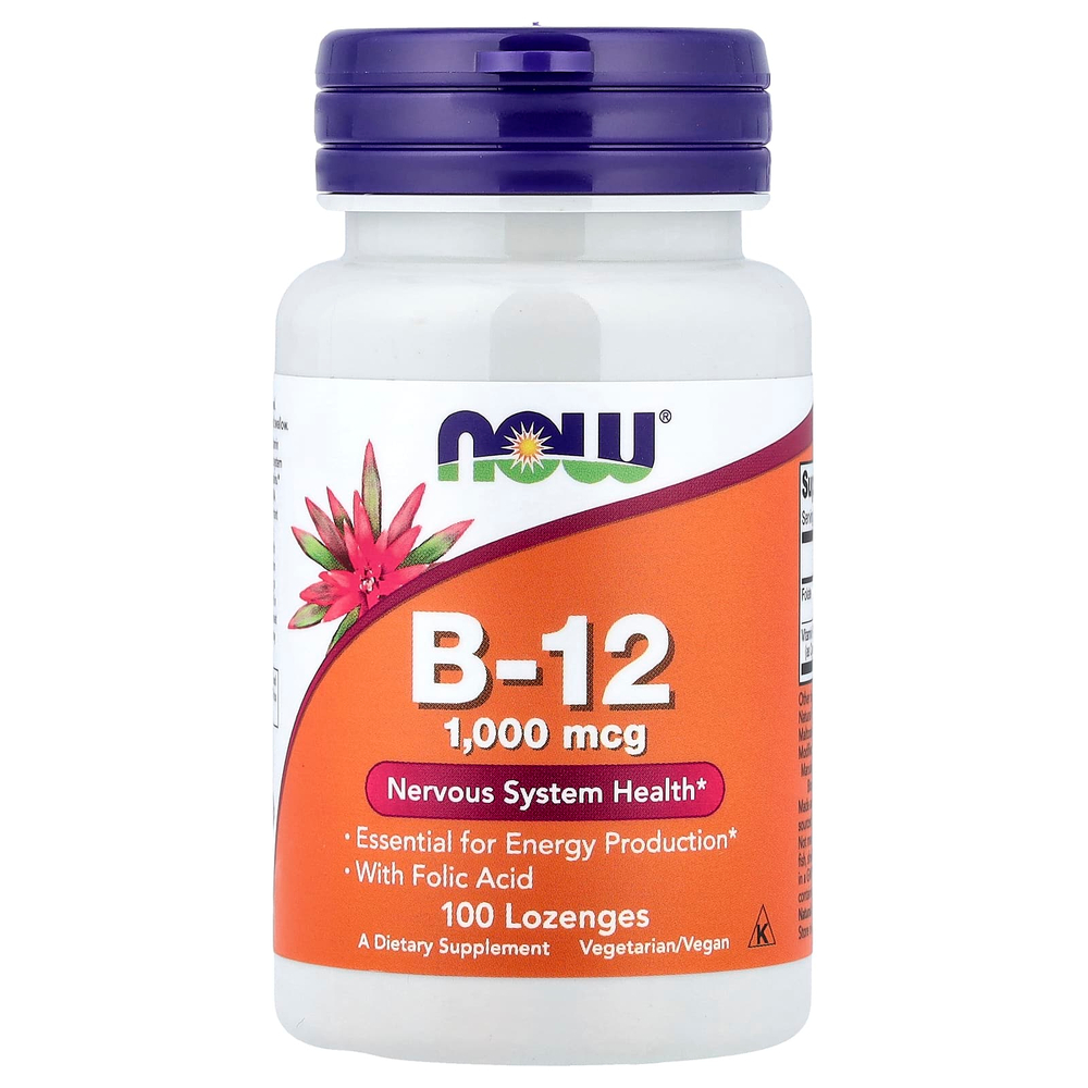 NOW Foods, витамин B12, 100 пастилок