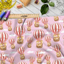 Ткань премиум шифон воздушные шары на розовом