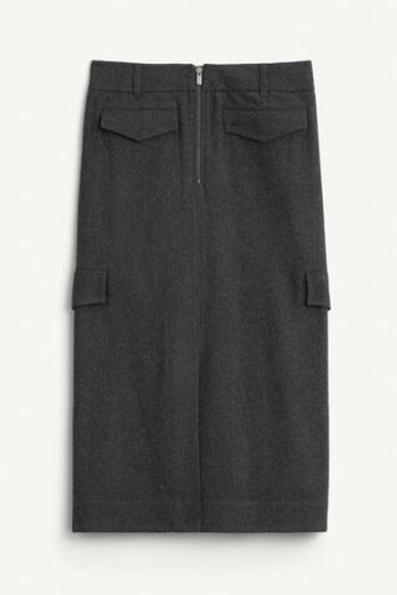 ZARA ЮБКА МИДИ ИЗ СМЕСОВОЙ ШЕРСТИ, СЕРЫЙ