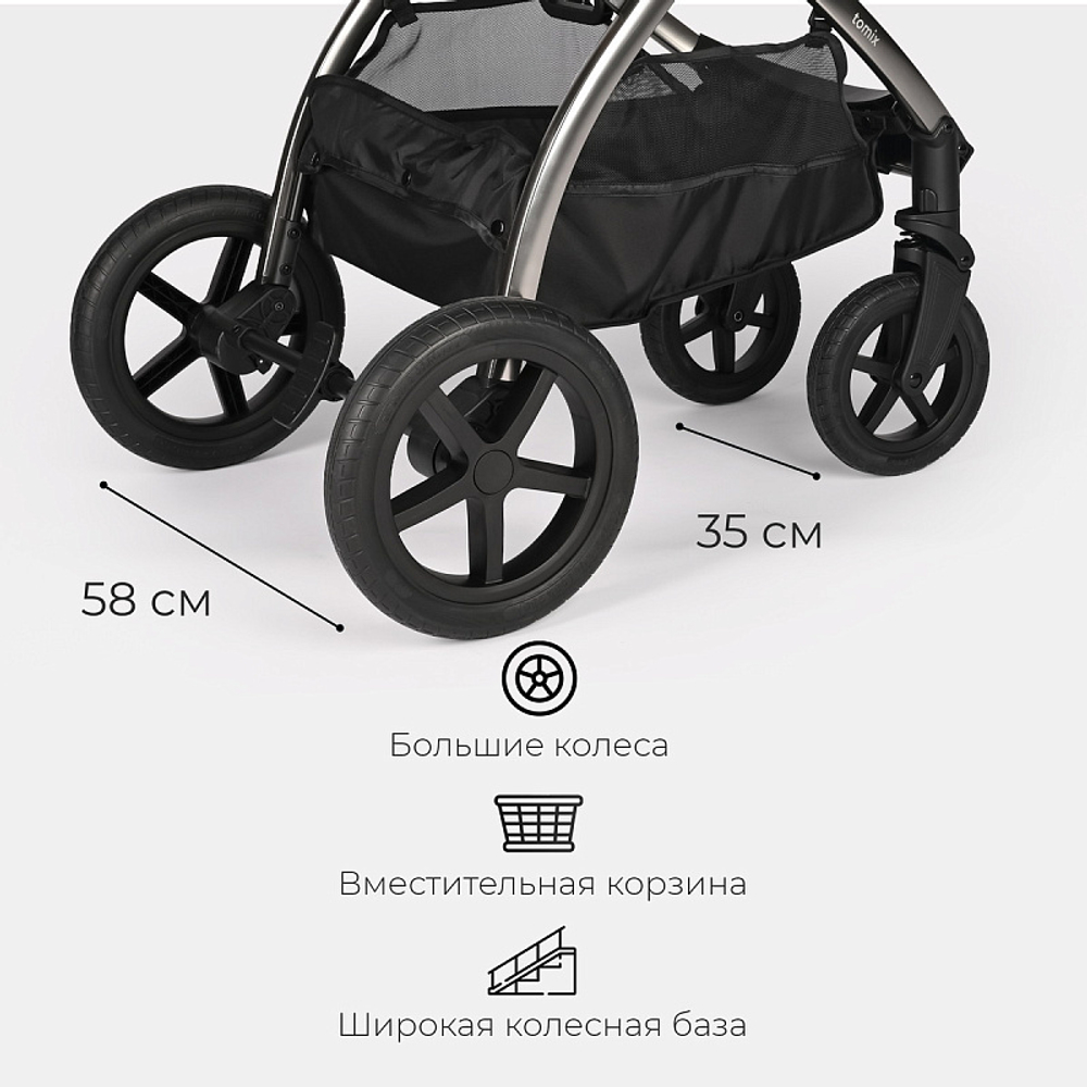 Детская коляска 3 в 1 Tomix Walker LUX GREY+DARK GREY