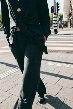 ZARA РУБАШКА С УЗЛОМ И МЕТАЛЛИЧЕСКИМИ ПУГОВИЦАМИ, ТЕМНО-СЕРЫЙ