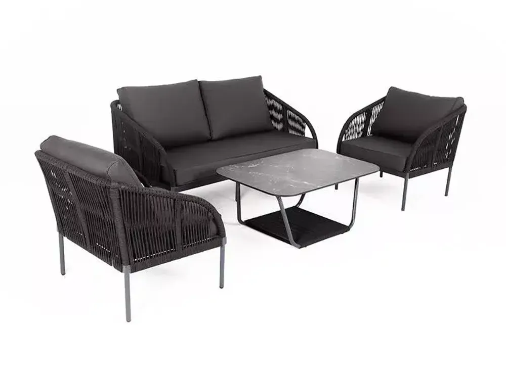 "Канны" лаунж-зона 4-местная плетеная из роупа (веревки), цвет темно-серый