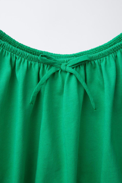 ZARA КОНТРАСТНЫЙ ЭЛАСТИЧНЫЙ ТОП, ЗЕЛЕНЫЙ