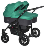 Детская коляска для двойни Riko Basic Saxo 2 в 1 01 бирюзовый-чёрный