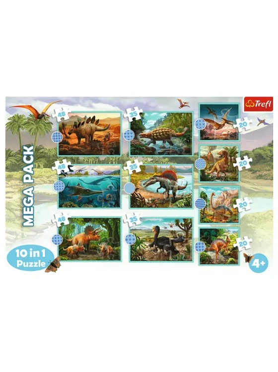 Пазлы для детей 3 4 лет 10 в 1 Динозавры