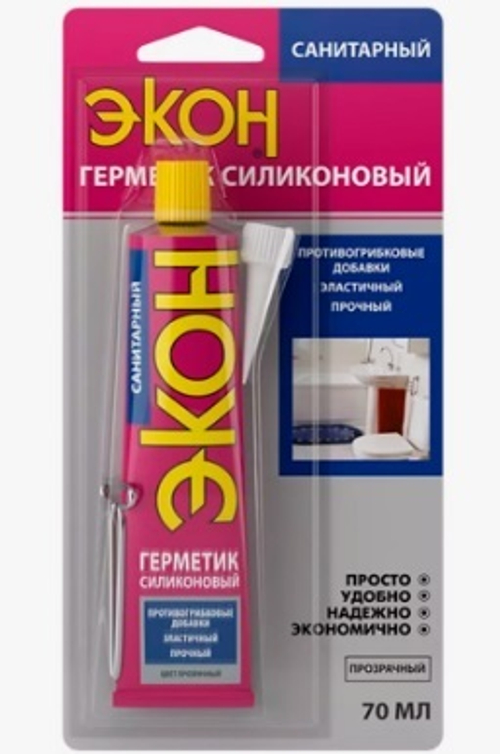 Герметик ЭКОН СИЛИКОН универ.прозрачный 70мл.ед.блистер (1/24)