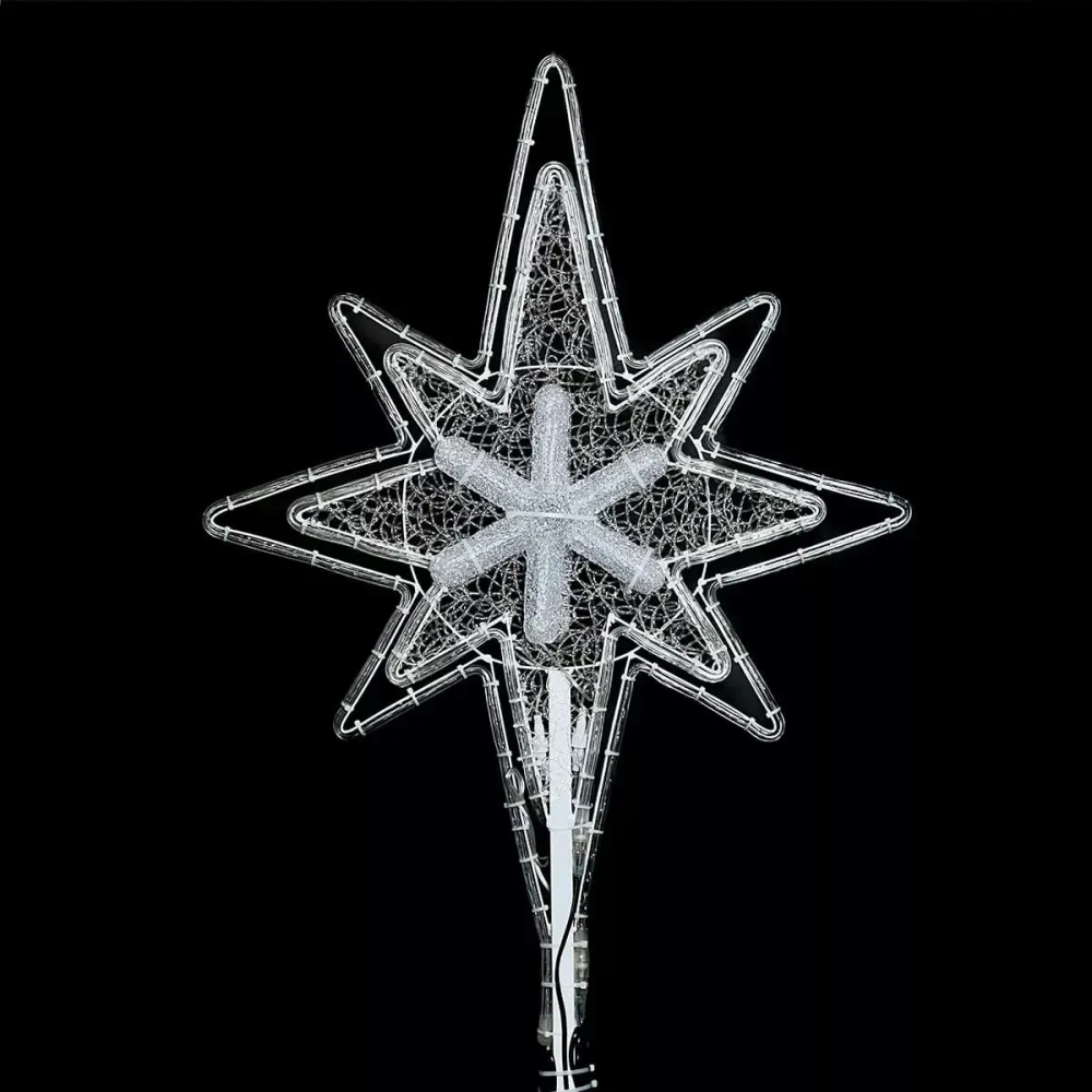 Светодиодная макушка Феерия 100 см., микс Белого и Тепло-Белого со снежинкой, 220В, LTC (LC-13200)