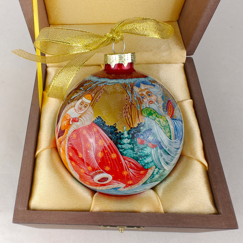 Шар новогодний с круговой росписью "Морозко" в футляре