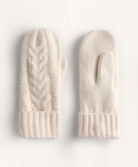 Oysho Варежки с аранским узором, экрю