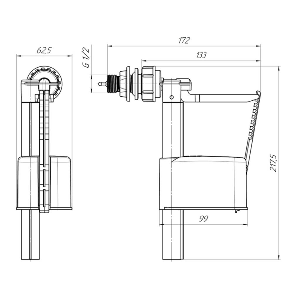 Арматура для бачка АНИ Пласт наливная, боковая подводка, эконом WC5050