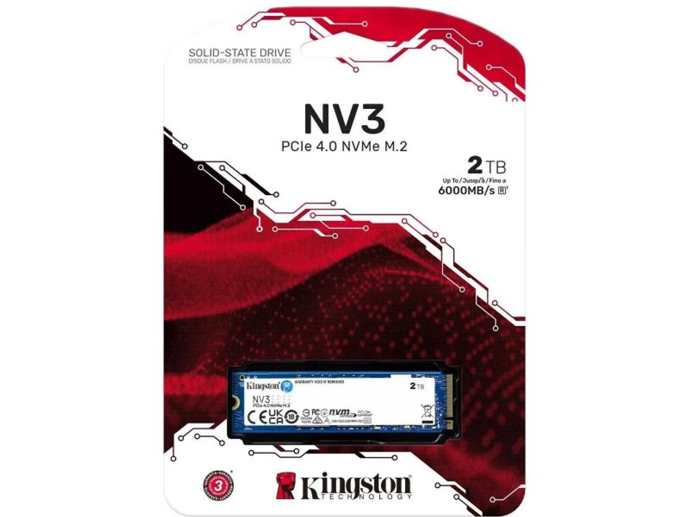 SSD накопитель Kingston SNV3S/2000G 2ТБ, M.2 2280, PCIe 4.0 x4, NVMe [SNV3S/2000G]