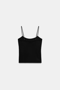 ZARA ТОП НА БРЕТЕЛЯХ СО СТРАЗАМИ, ЧЕРНЫЙ