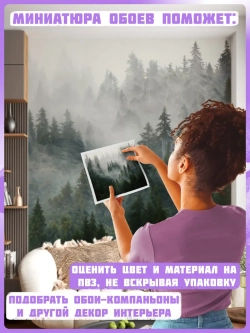 3D Фотообои туманный лес в горах