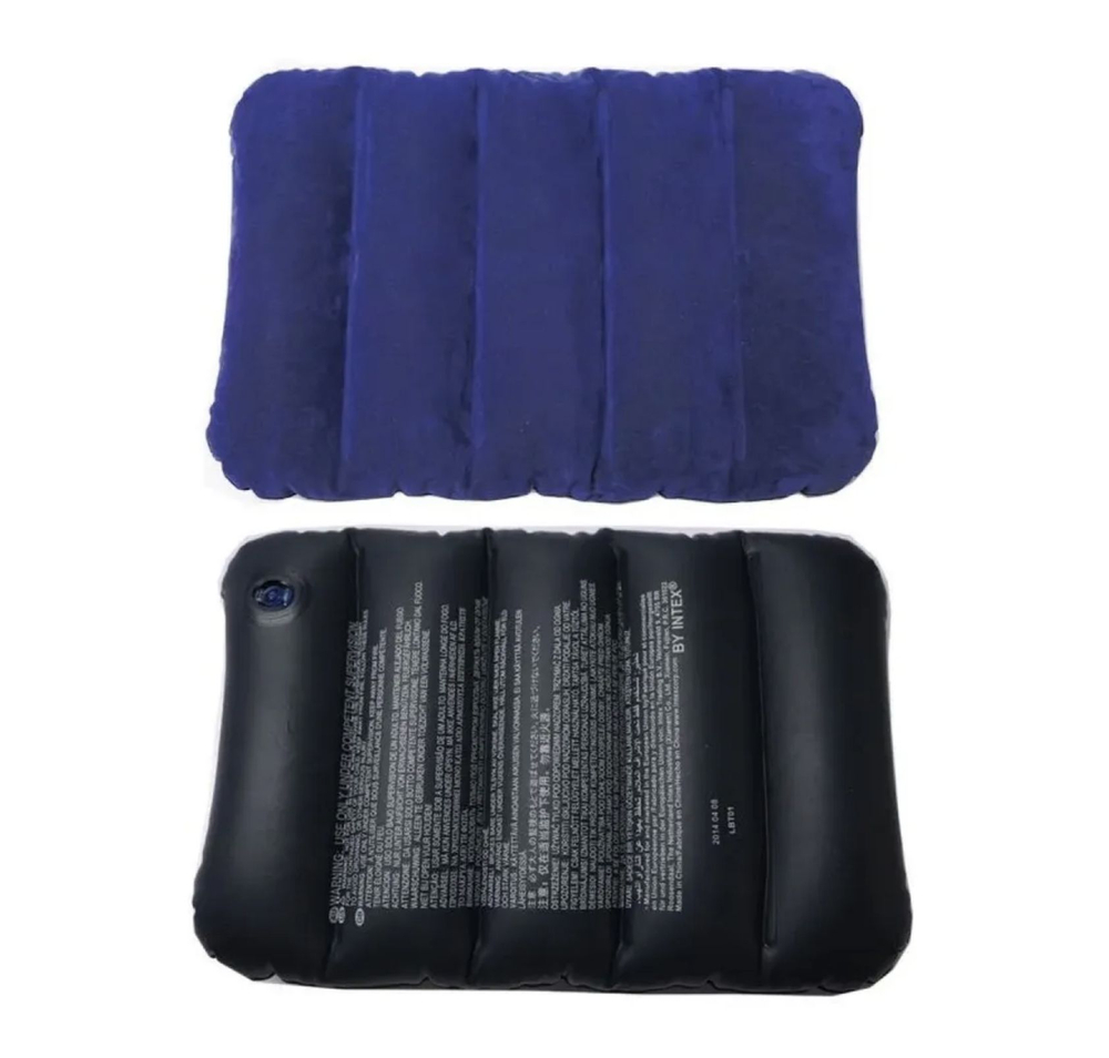 Подушка надувная Intex 68672 Downy 43х28х9 см 3 шт / Набор флокированных велюровых подушек Интекс комплект для сна, дома и туризма